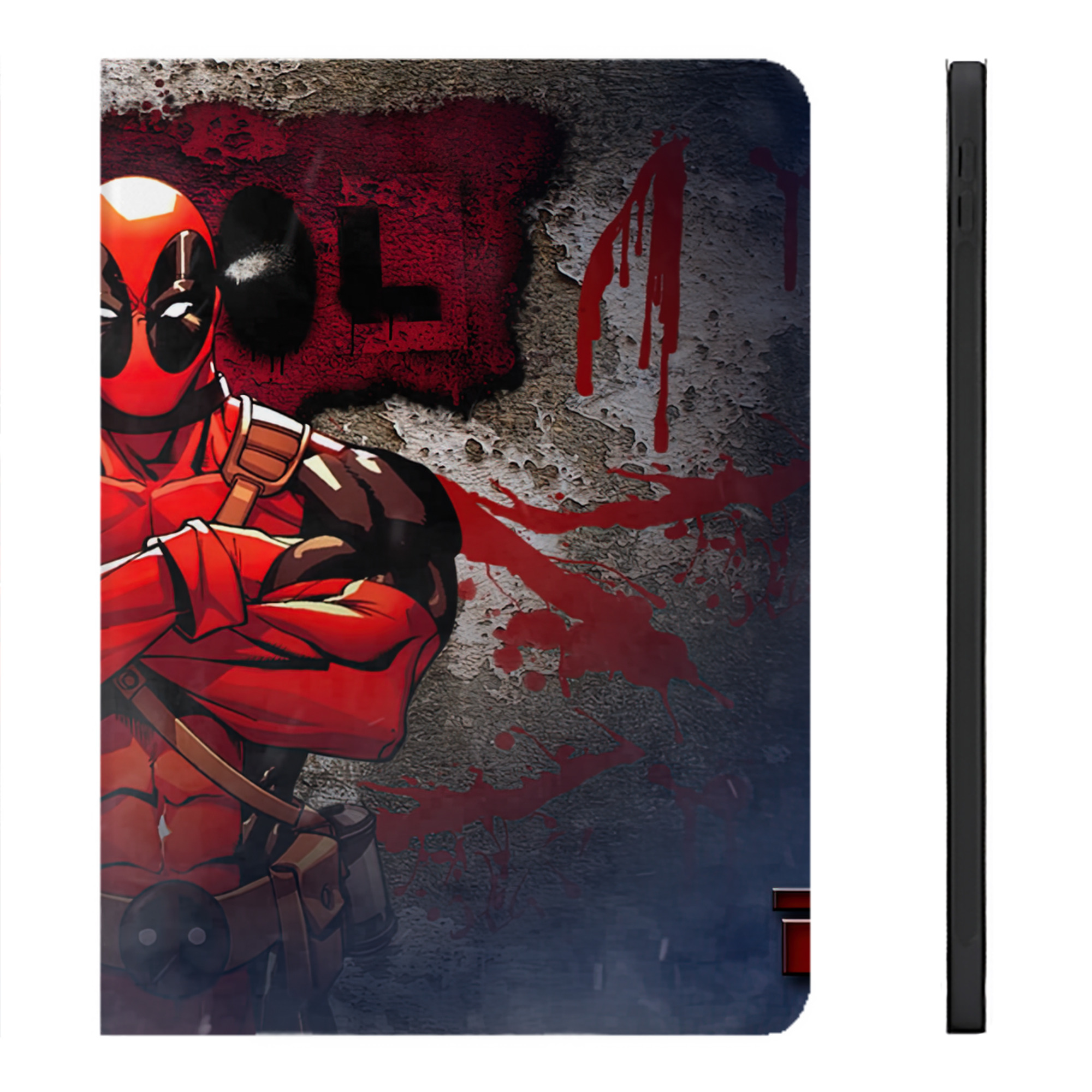 （画像用） Deadpool デッドプール IPadケース ペンホルダー付き ブックスタイルデザイン